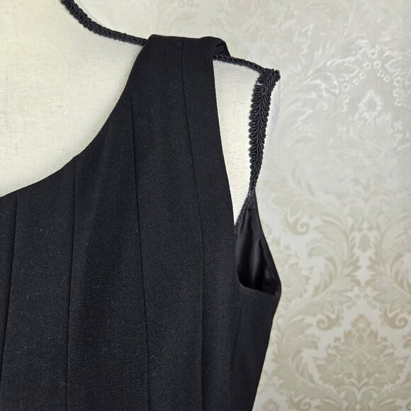 Calvin Klein Size 10 Black Fit and Flare Seamed Dress Sleeveless Hidden Back Zip - Picture 5 of 14